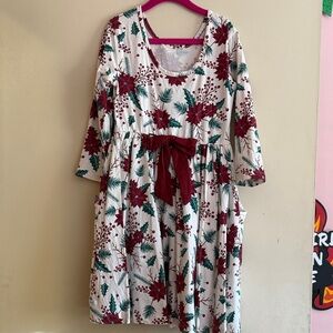 Floral Dress with Red Bow